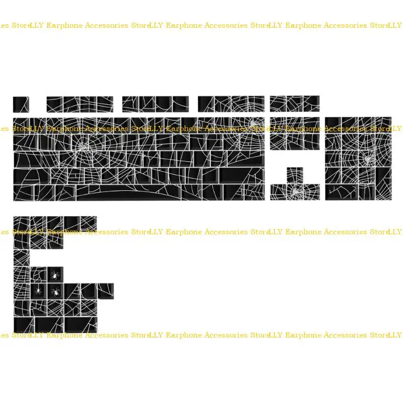 

462E Mechanical Keyboards Keycaps Set With Long Last PBT And Distinctive Spiders Web Aesthetic for100/104/108 Keyboards