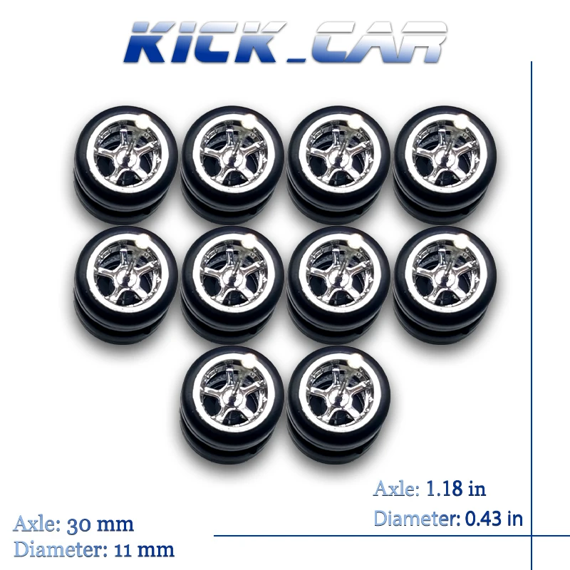 1/64 Räder mit festen Gummireifen, fünf Speichen, 2 Stück für Spielzeugmodell-Druckgussautos, Umbauteile für MINIGT (5 Sets für 5 Autos) – Detail 7