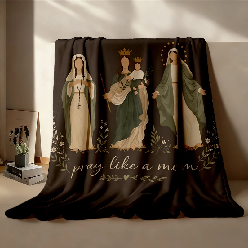 Pray Like A Mom Flannel Blanket, Catholic Mom Flannel Throw, Marian Religious Cozy Blanket, Mother Mary Christian Warm