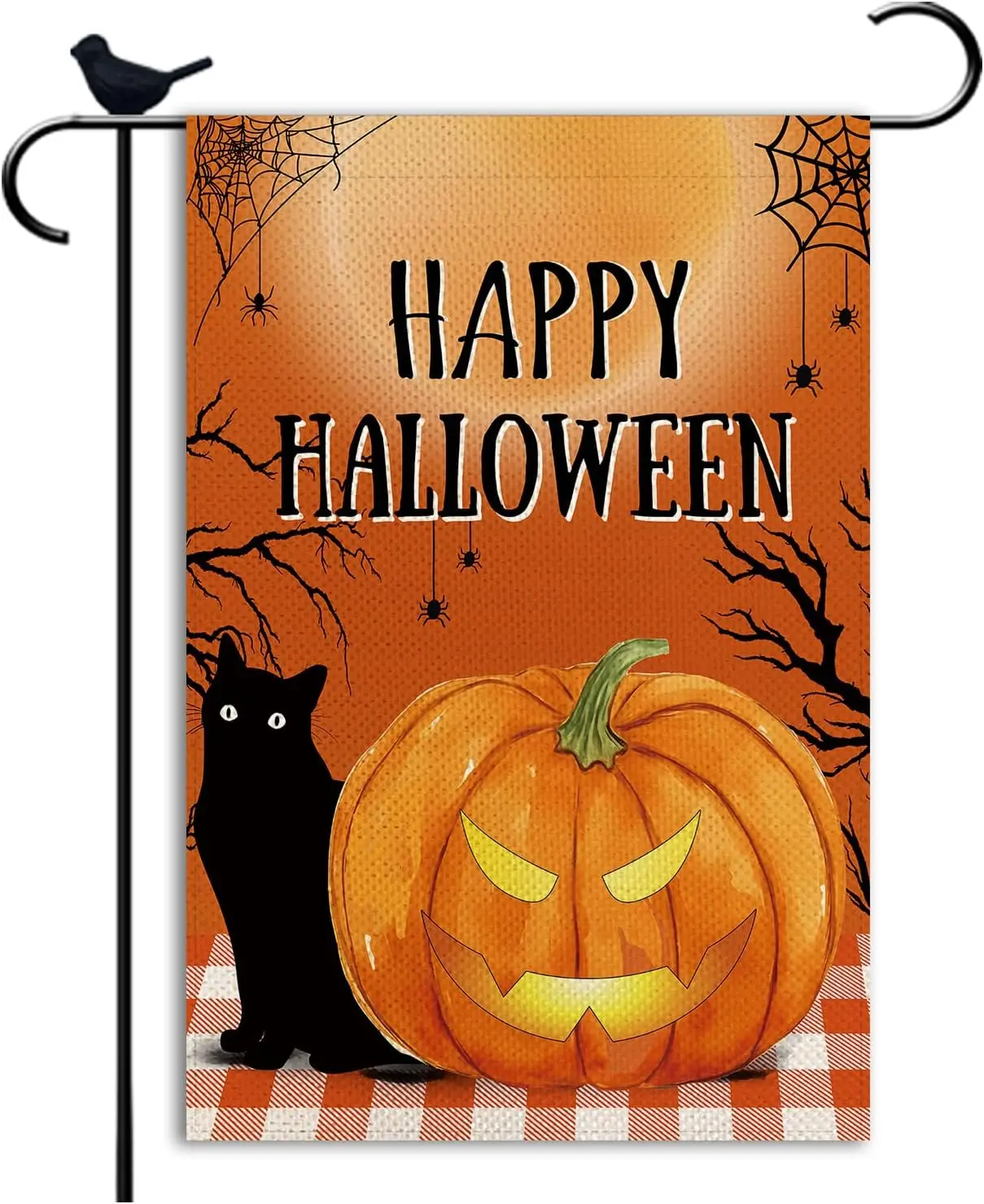 Happy Halloween Garden Flag Black Cat Small double sided Seasonal Burlap Garden Farmhouse Decor 12.5x18 Inch yyi