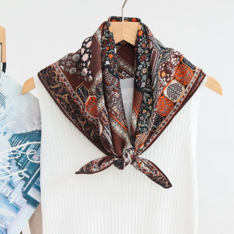 2026 Double Sided Print Luxury Designer Wool Silk Scarf for Women Winter Vintage Ethnic 70% Wool 30% Silk Neck Scarves