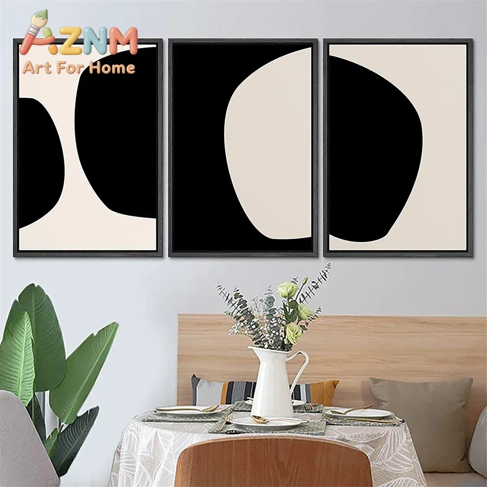 Modern Abstract Wall Art Mid Century Geometric Black Arches HD Canvas Print Poster Home Living Room Bedroom Decoration