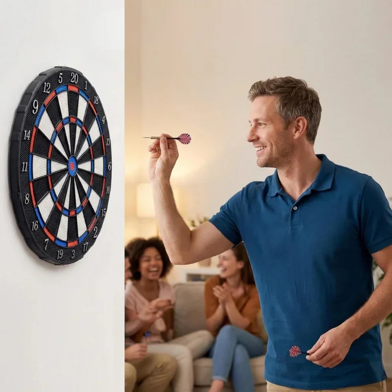 DartVibe Soft Tip Dart Board Set Includes 6 Darts Noise Reduction System Wall & Desk Stand Portable for Outdoor Play