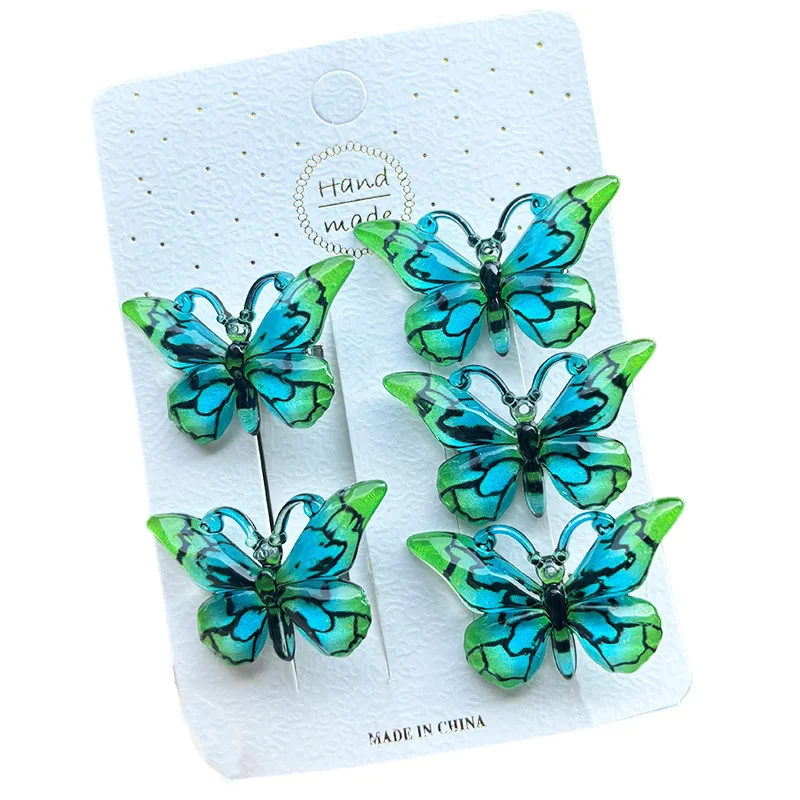 5PCS New Lovely Cartoon Gradient Butterfly Girls Hairpins Children Headwear Hairgrip Hair Accessories