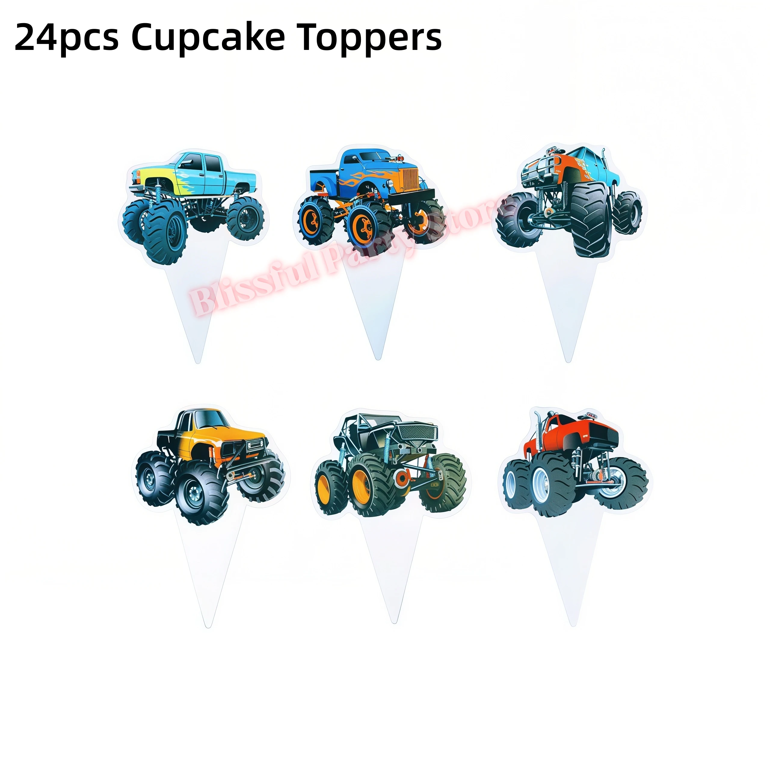 Monster Truck Party-Zubehör Jungen Rennwagen-Party-Dekorationen Teller Becher Luftballons Banner für Kinder Jungen 2. Geburtstag Party-Dekorationen – Detail 10