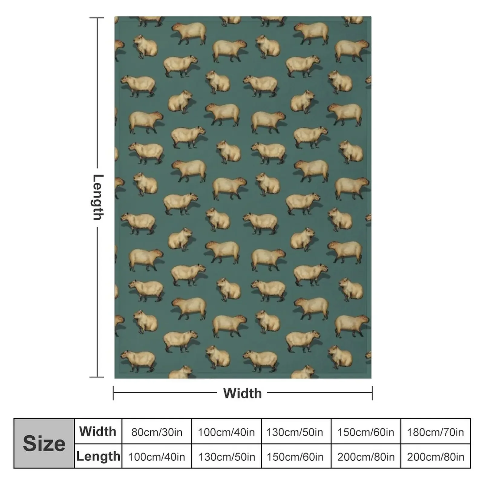 Cute Capybara Pattern - Giant Rodents on Dark Teal Throw Blanket Comforter Luxury Designer Blankets