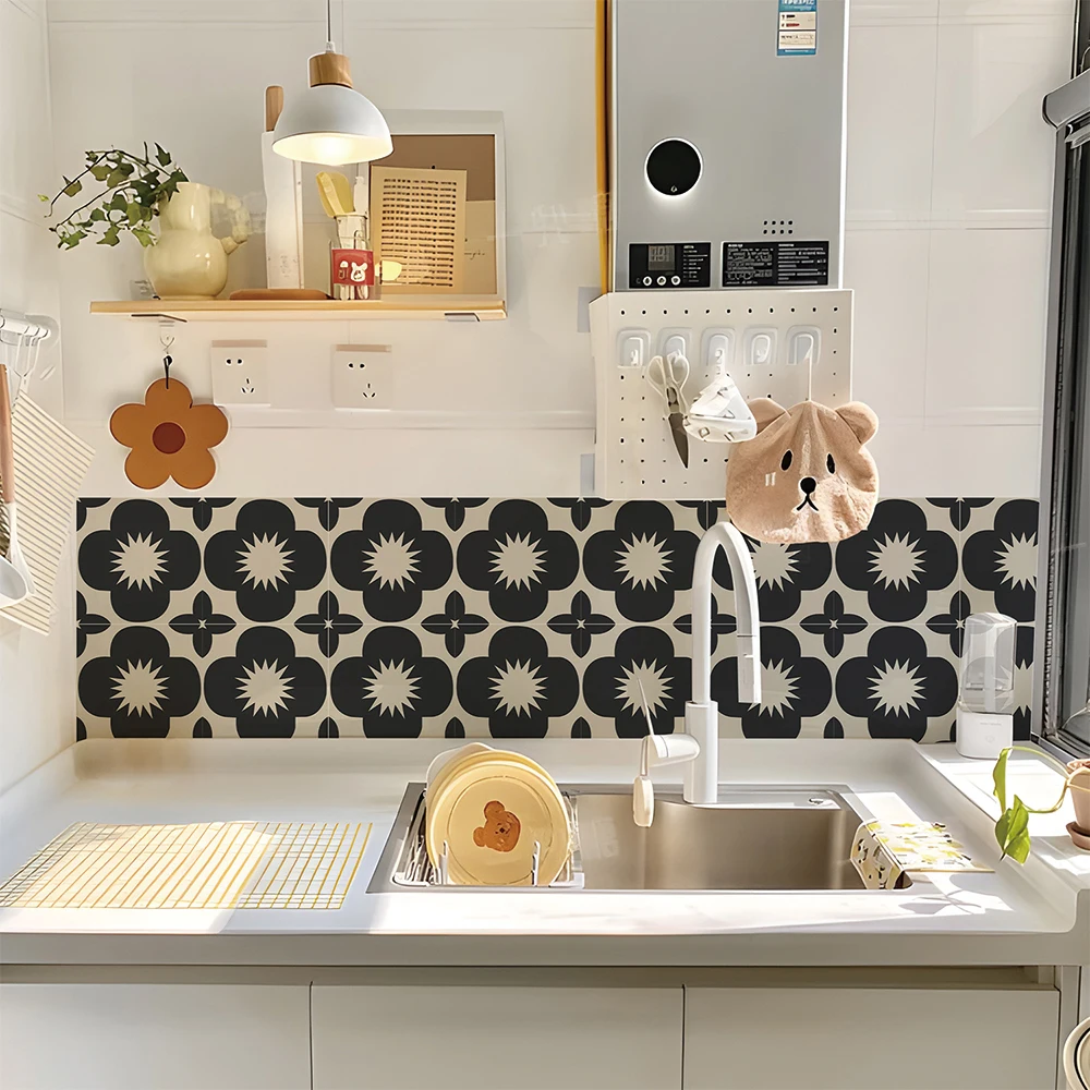 10 PCS Moroccan Style Tile Sticker, DIY Murals, Tile Waterproof Oil Proof Removable Wall Sticker Decals for Bathroom & Kitchen B