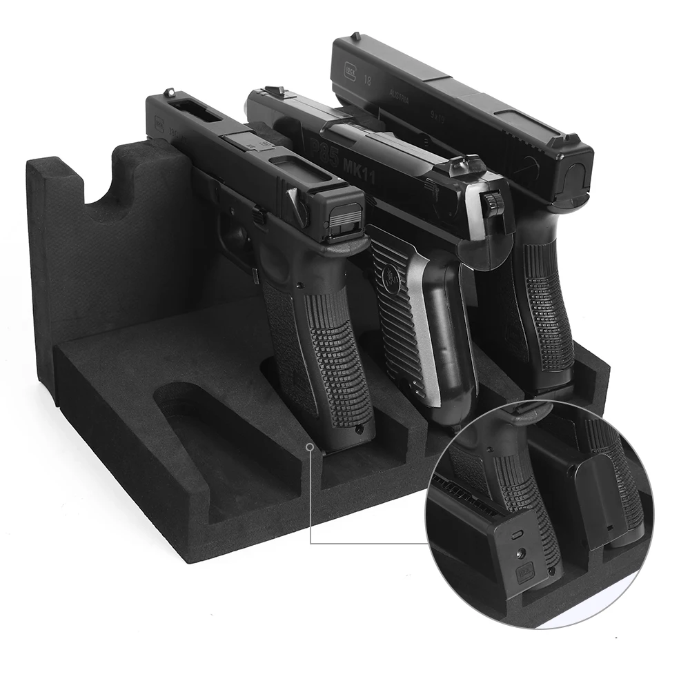 2/3/4 Slots Pistol Rack Glock Magazine Holder Foam Weapons Storage Display Stand Self-adhesive Gun Support Revolver Accessories