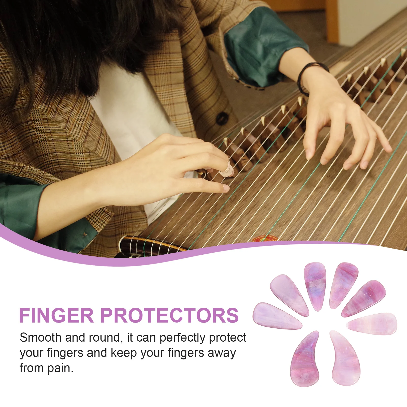 

8Pcs Guzheng Professional Nail Protection Covers Smooth Finger Picks Guzheng Practice Accessories Durable Finger Nail Protectors