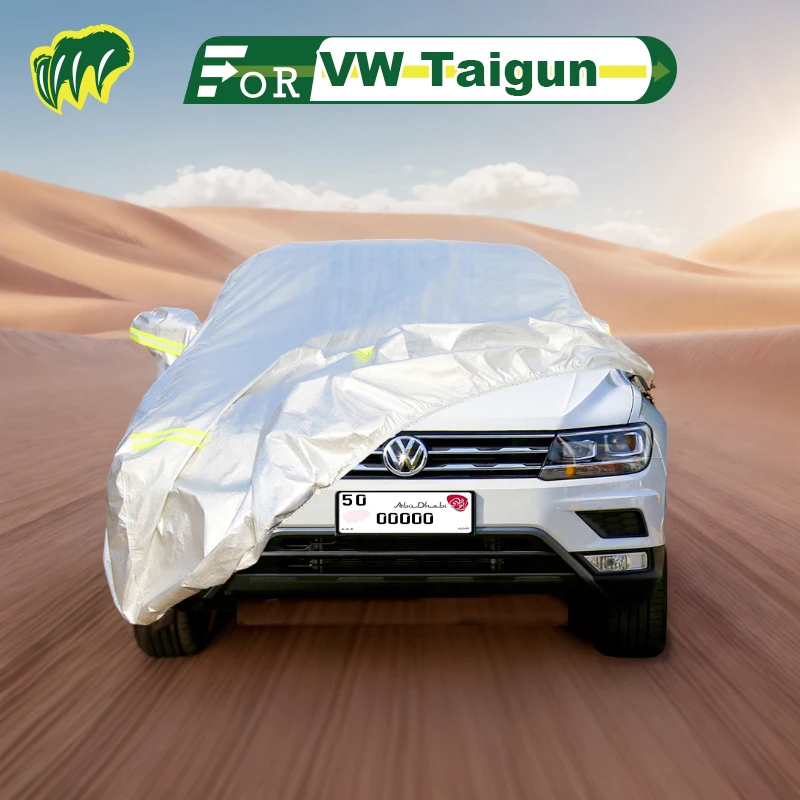 

For VW Taigun SUV Hatchback Car Cover Waterproof Outdoor Cover Sun Rain Protection with Lock and Zipper Door