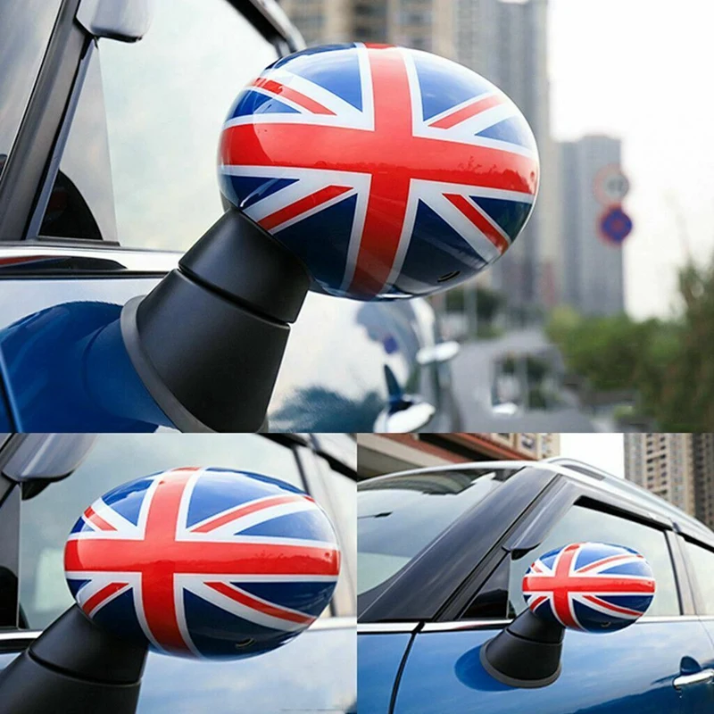 4X Car Door Side Red/Blue UK Flag Mirror Covers For Mini Cooper R55 R56 R57 R58 R60 R61 Power Fold Mirror