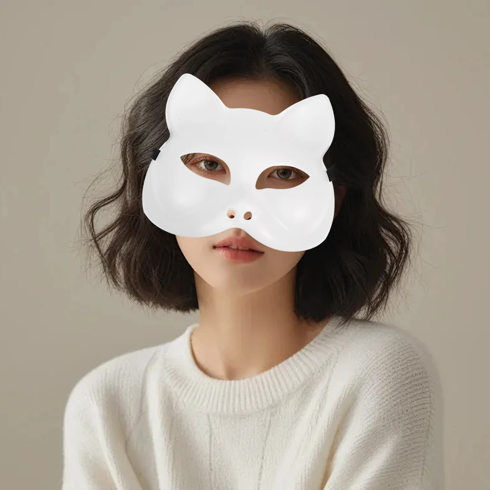 

1Pc Cat Face Mask Blank DIY Fox Masquerade Masks Women Unpainted Prop Craft Blanks Halloween Party Supplies Costume Accessories