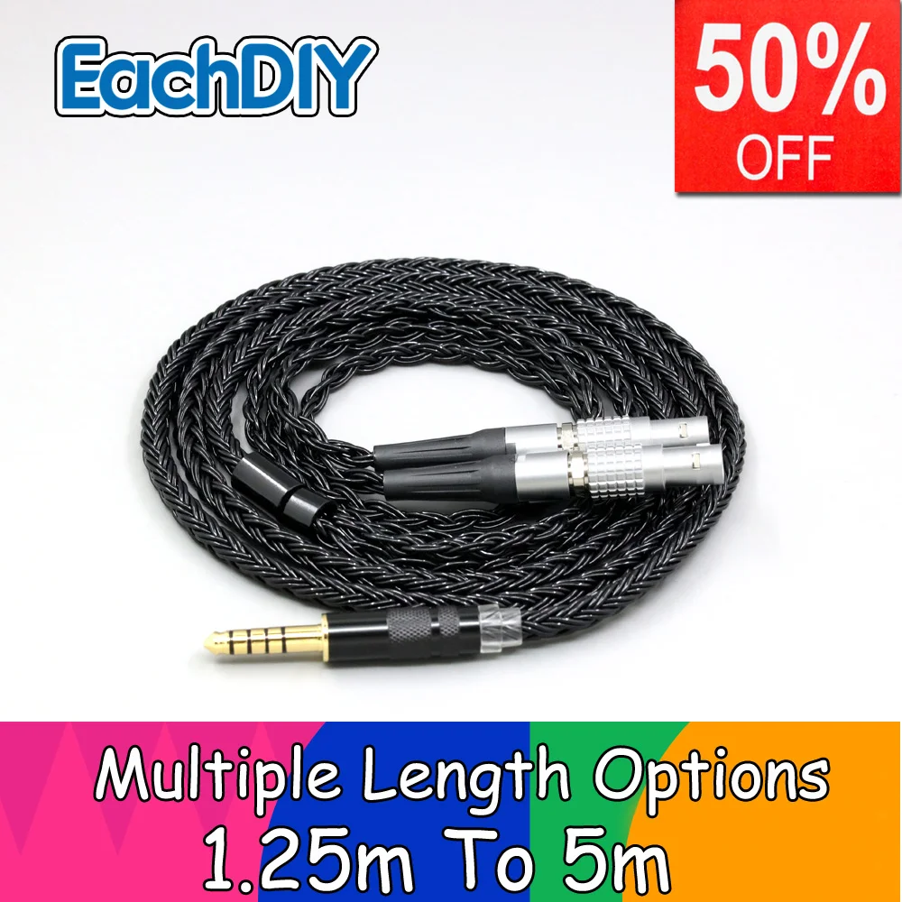 

For Focal Utopia Fidelity Circumaural Headphone 16 Core Black Braided Earphone Cable LN008868