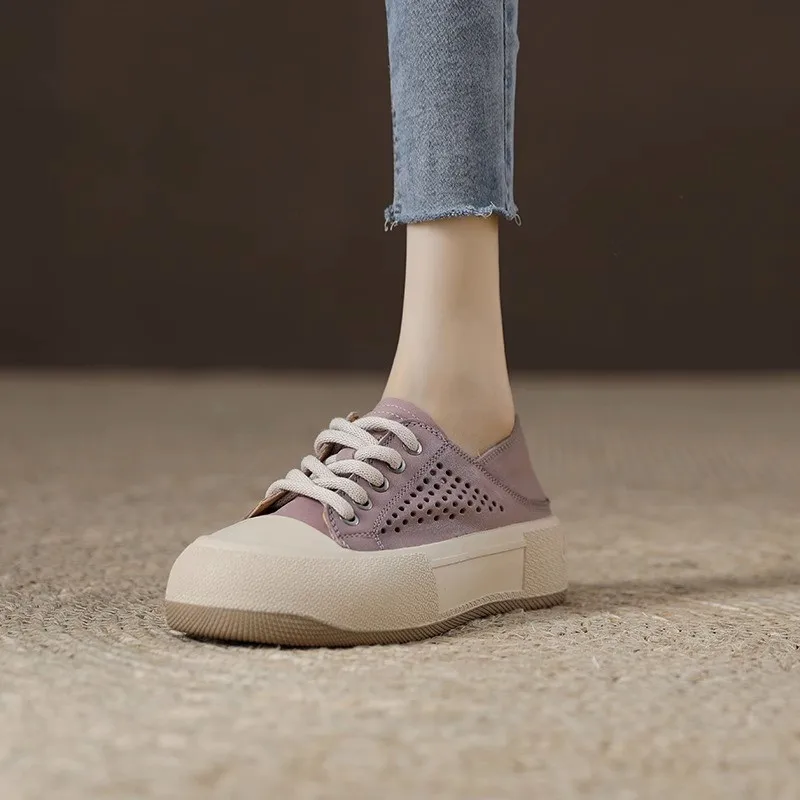 Chaussures respirantes évidées pour femmes, bande élastique, document solide, collégien, printemps, automne, offre spéciale, 2023