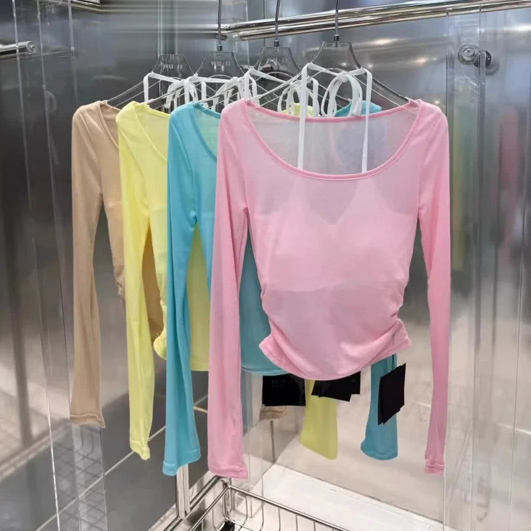 Summer New Pure Desire Sweet Spicy Girl One Shoulder Waist Cinching Long Sleeve Short T Shirt Women's Top Base Shirt Casual S...