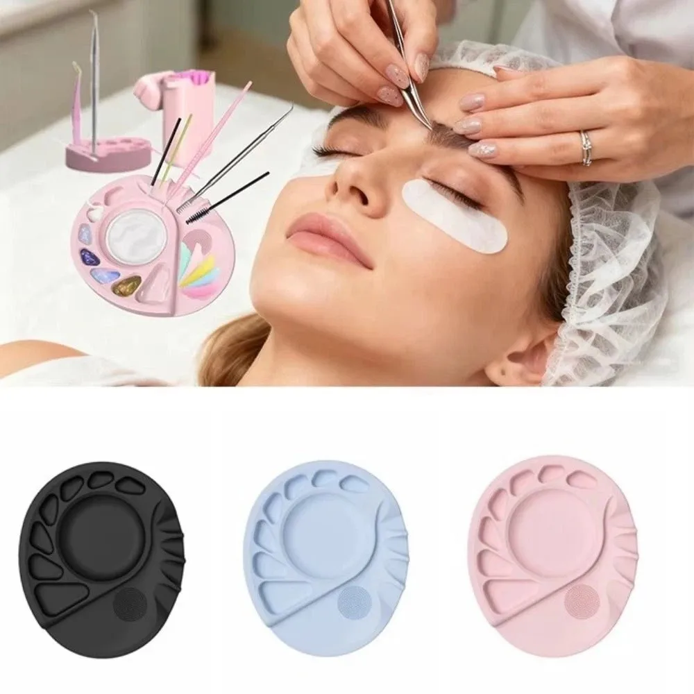 Reusable Makeup Mat Palette Durable Silicone Foundation Palette Non-Stick Elliptical Shape Nail Art Gel Pad Art Beginner