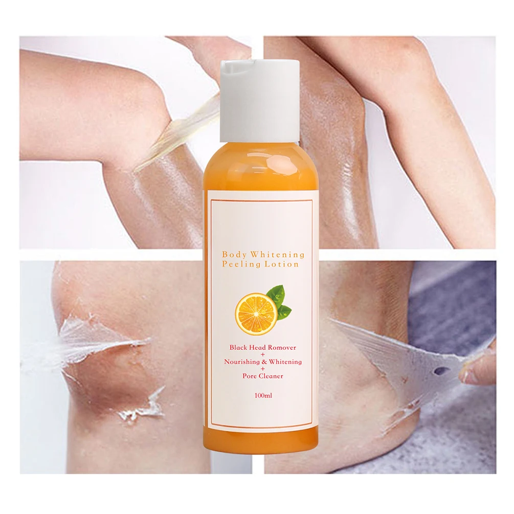 Private Label Body Whitening Peeling Lotion Custom Logo Unboxed Vitamin C Orange Peel Face Lotion Intense Makeup All Skin Types