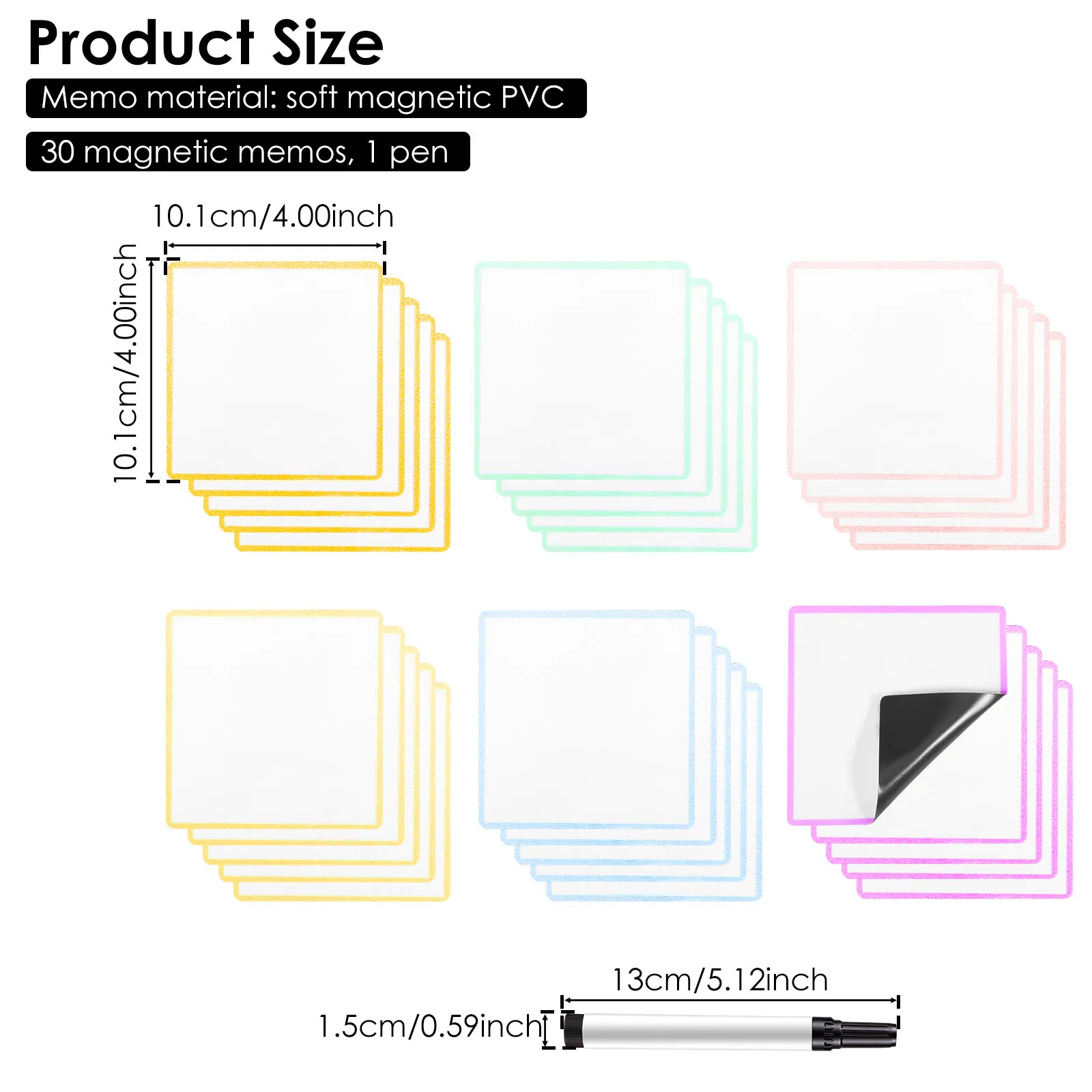 30Pcs Magnetic Dry Erase Label Reusable Magnet Fridge Whiteboard Sticker for Reminder To Do List Home Office Organization with 1