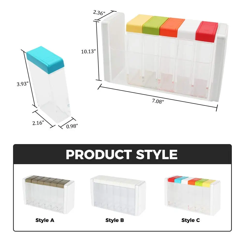المطبخ التوابل جرة التوابل صندوق تخزين زجاجة الجرار شفافة مسحوق الملح أداة #4