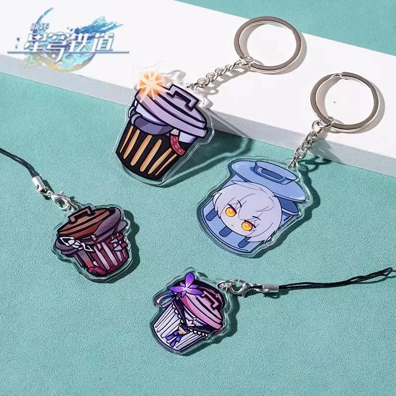 AnimeGame Honkai: Star Rail Garbage Bin Series Dan Heng Himeko Acrylic Keychain Keyring Pendant Cosplay Bag Accessories Gift