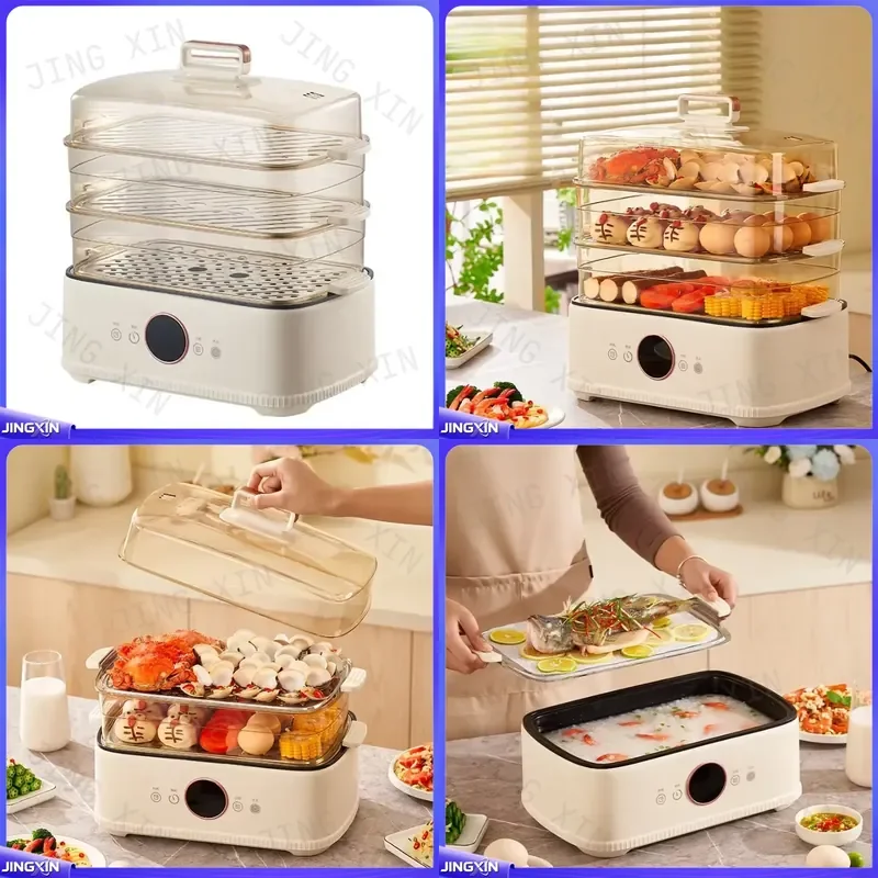 custom for 24L Large Capacity 3 Tier Electric Food Steamer Multifunctional Visual Transparent Kitchen Appliance Household