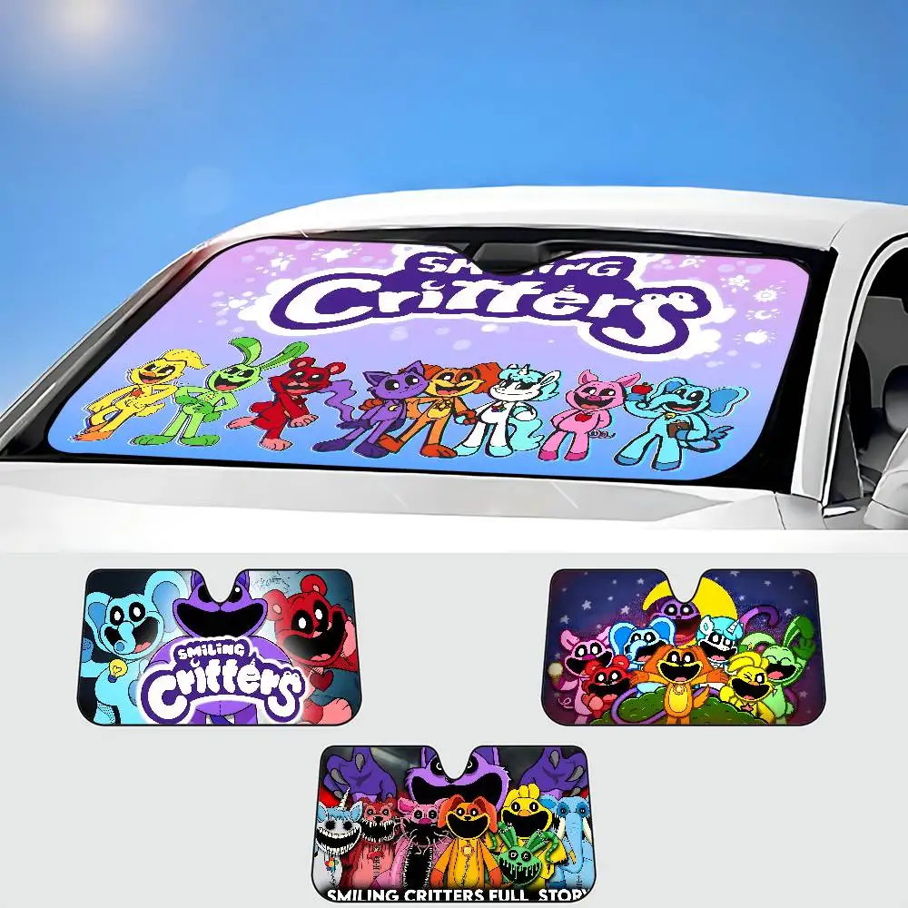 

S-Smilings C-Critters Cartoon Car Windshield Sun Shade Foldable Car Front Covers Car Sunshade For Car Accessories Blocks Uv Rays