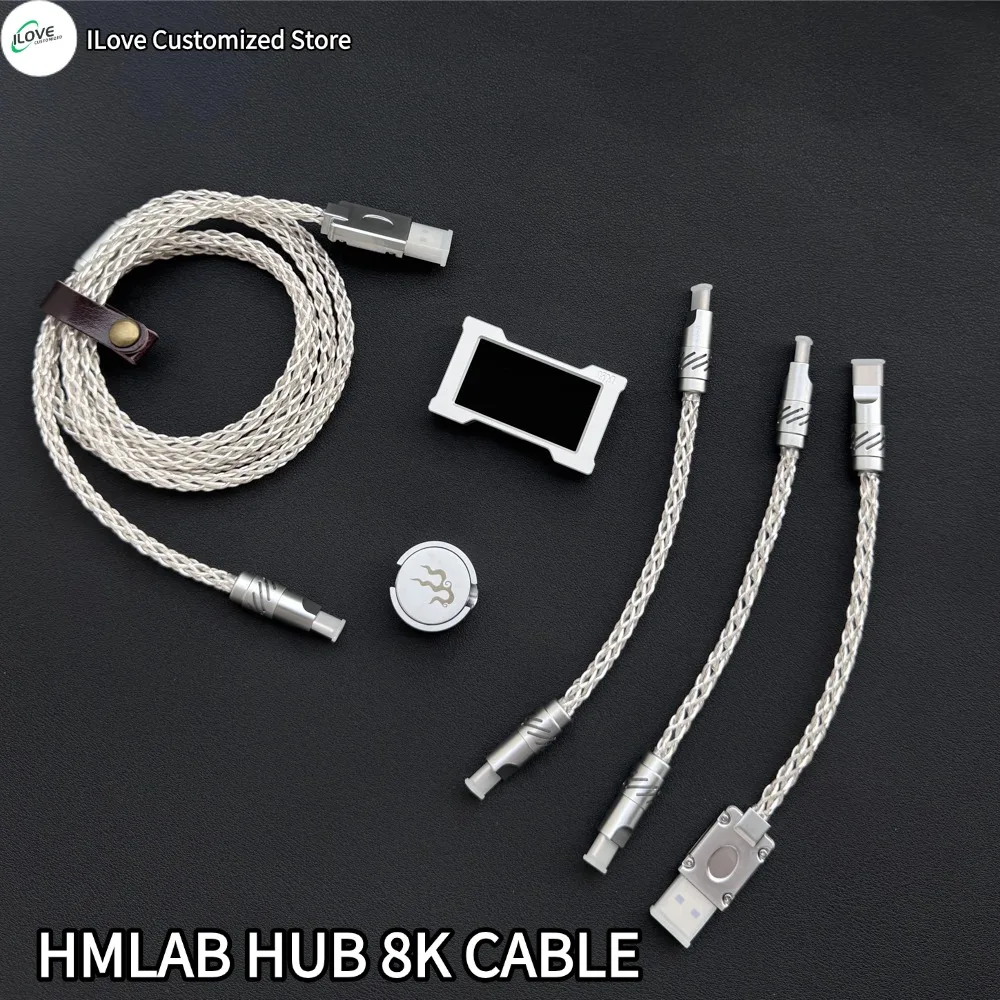 Cabo de teclado 8k de cobre monocristalino com luzes magnéticas controláveis para hubs de Esports/HMlab 15cm C-C/15cm/1.3m USB-C