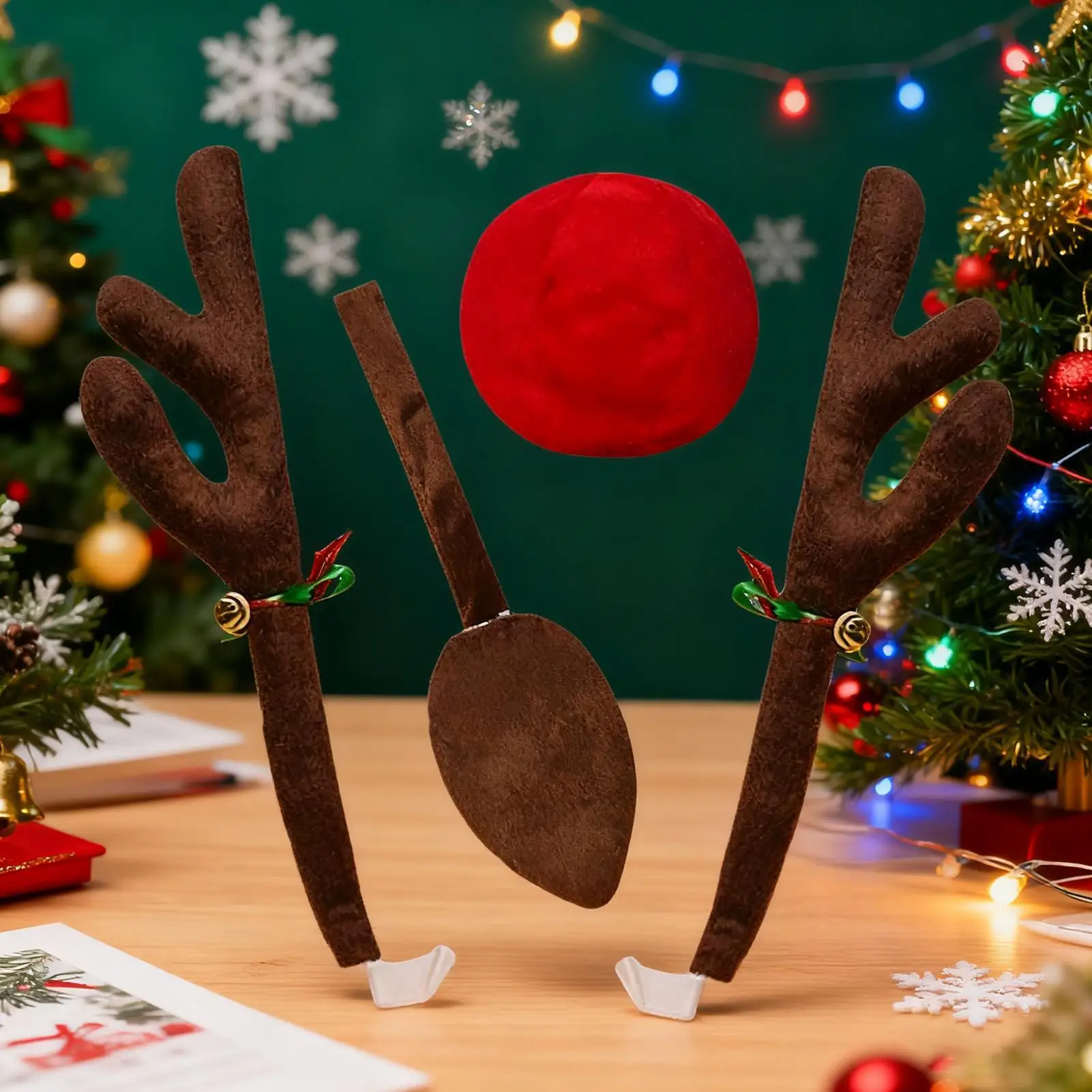 قرون السيارة تضيء قرن الوعل الرنة مع الأنف ديكور السيارة مع الذيل للسيارات شاحنة سيارة SUV النافذة الخارجية سقف أعلى #4