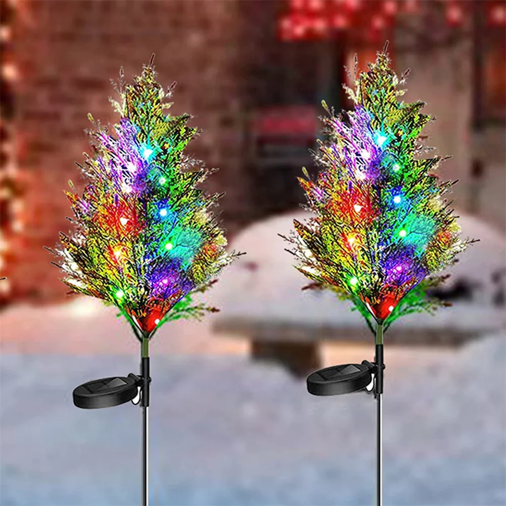 1/2/4/6Pcs Solar Christmas Pine Tree Light Outdoor IP65 Waterproof Garden Light Christmas Decor Pine Lamp for Patio Lawn Pathway