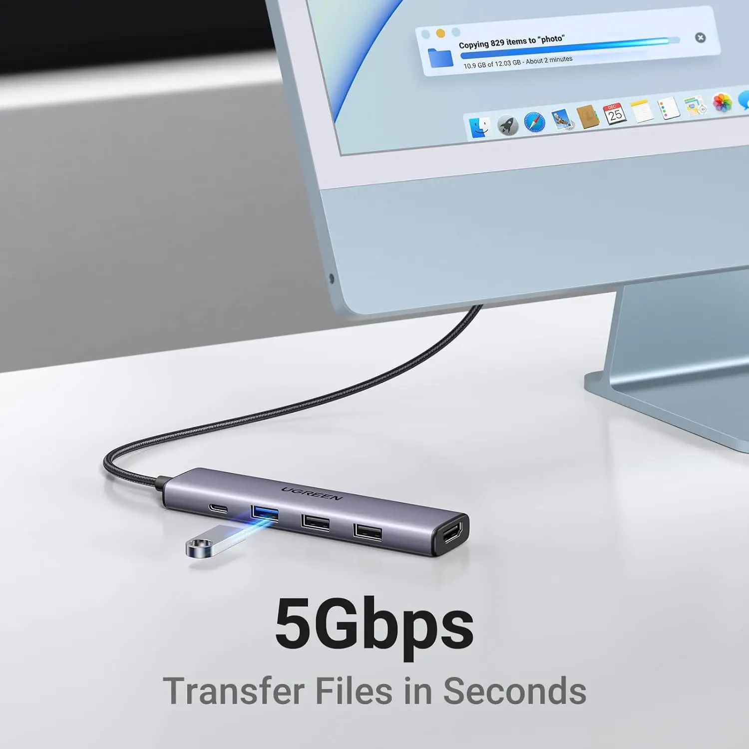 

UGREEN Revodok 105 USB C Hub 5 in 1 Multiport Adapter 4K-HDMI, 100W Power Delivery, 3 USB-A Data Ports, USB C Dongle