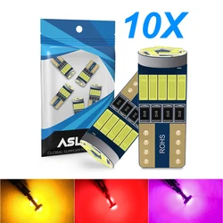 10x W5W T10 LED CANBUS No Error 5W5 12V 500Lm Super Bright Car Interior Side Light 194 4014 15SMD Auto Bulb White Amber Red