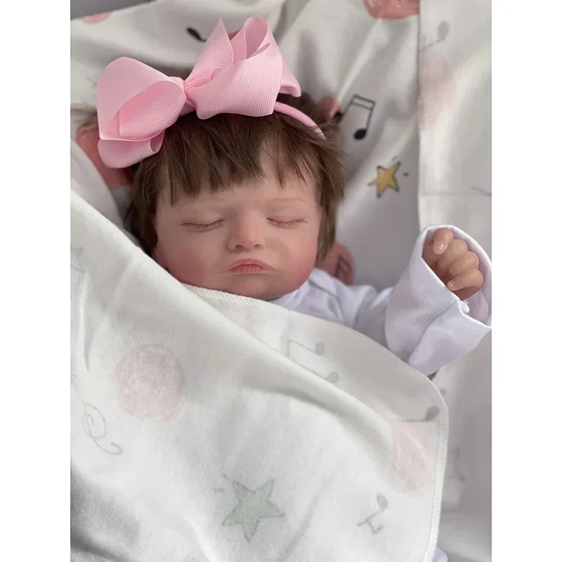 

49CM Reborn Sleeping Baby Rosalie Very Soft with Rooted Hair and 3D Skin Many Veins Collectible Art Doll for Children Gifts