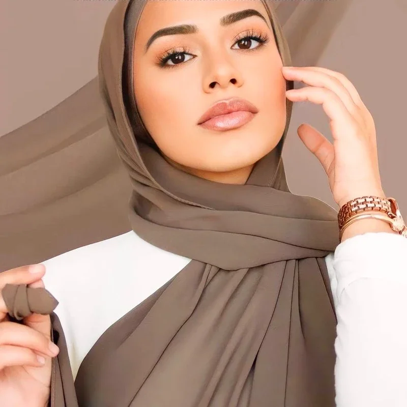 Ensembles de hijab musulman en mousseline de soie avec sous-casquette assortie pour femmes, châle écharpe, écharpes, sous-écharpe, casquettes intérieures en jersey, haute qualité