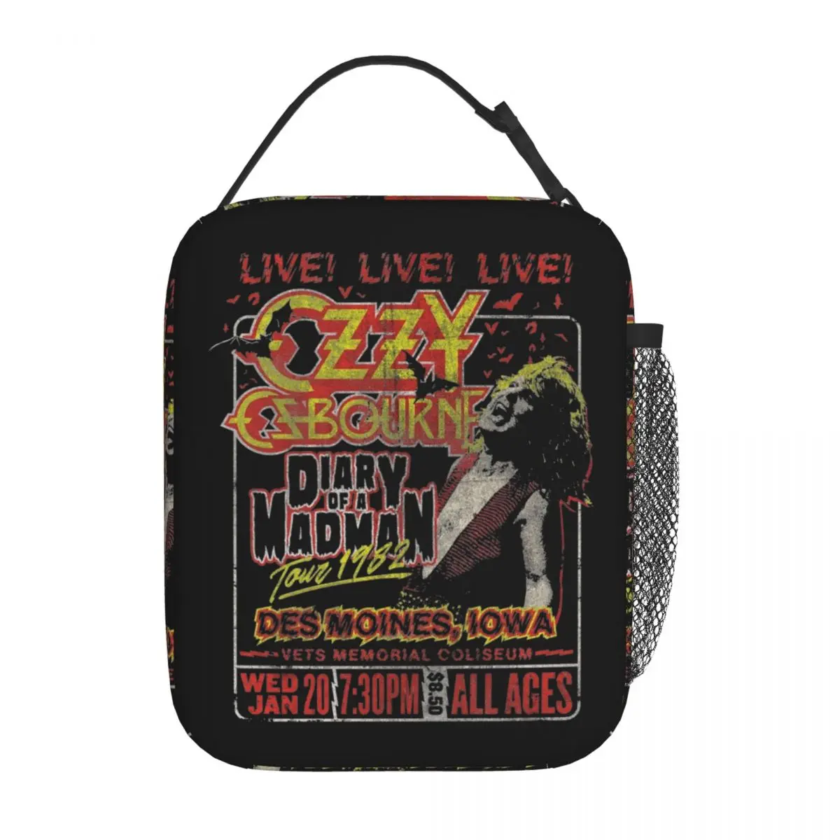 Ozzy Osbourne Live All Ages Diary Rock Band Singer Insulated Lunch Bags Storage Food Box Portable Thermal Cooler Lunch Box