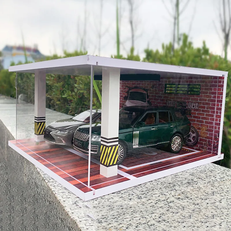 Dioráma 1/24  Remíz Színtér Miniatúra Veszteglés Elkever pvc vel ligh Loggia miniatur kocsi Keverés diecasts & Gyermek- vehicles toys