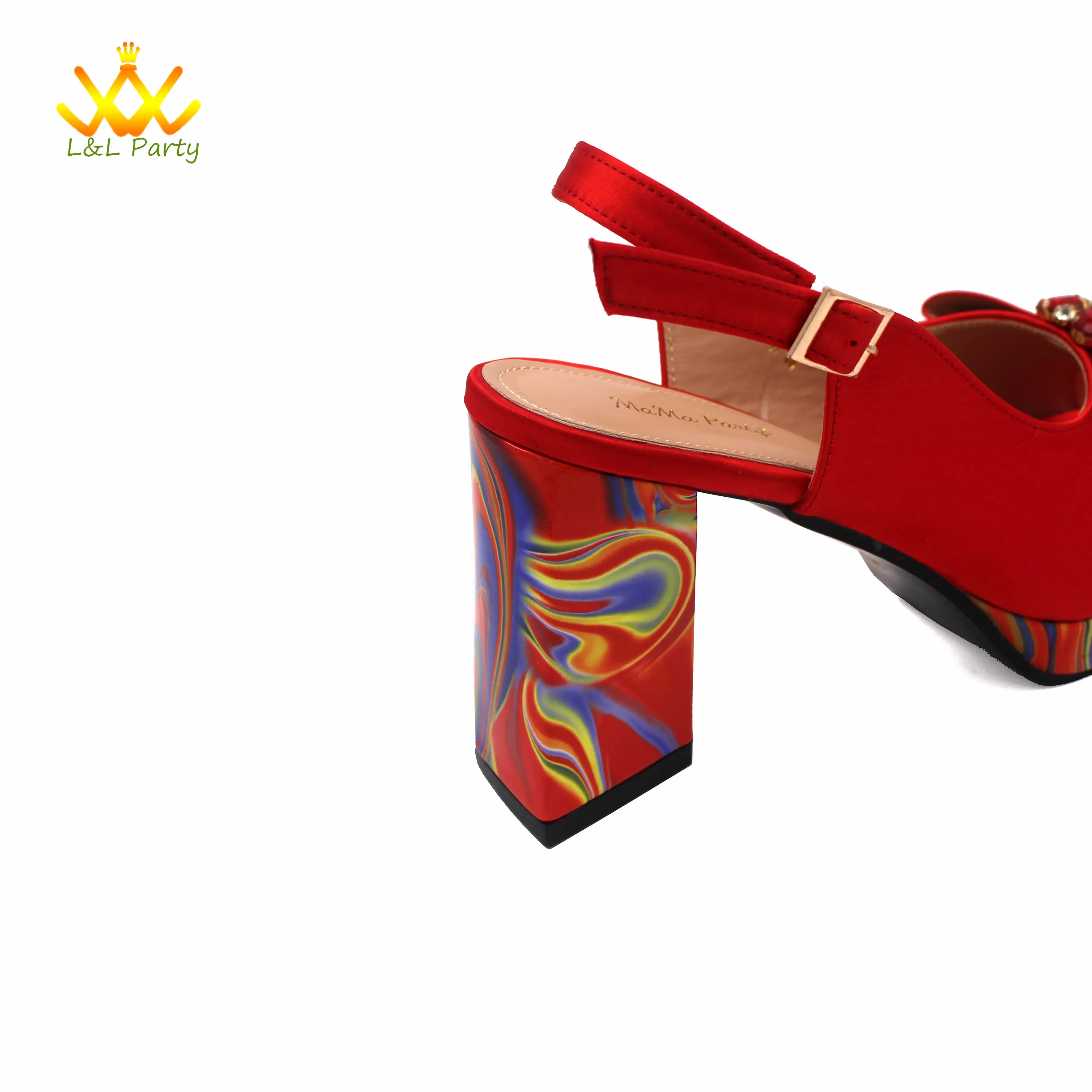 2024 Appliques Specials Italian Design Nigerian Women Shoes Matching Bag Set in Red Color INS Hot Sale Sandals