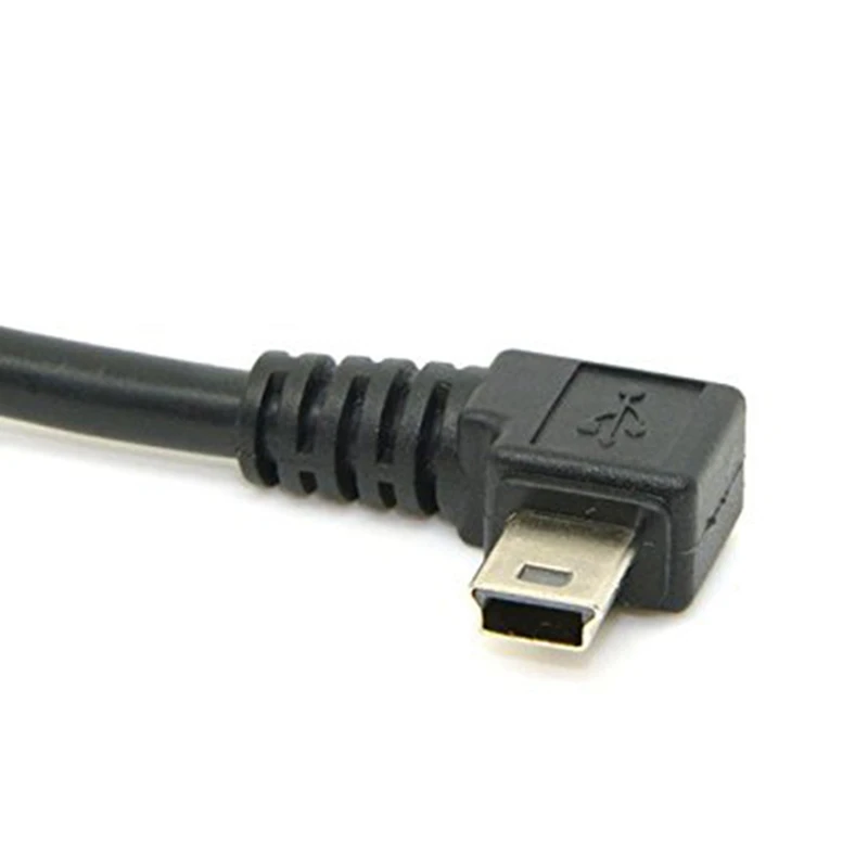 5X Mini USB B Type 5Pin Male Right Angled 90 Degree To USB 2.0 Male Data Cable With EMI Ferrite Core 5 Meters