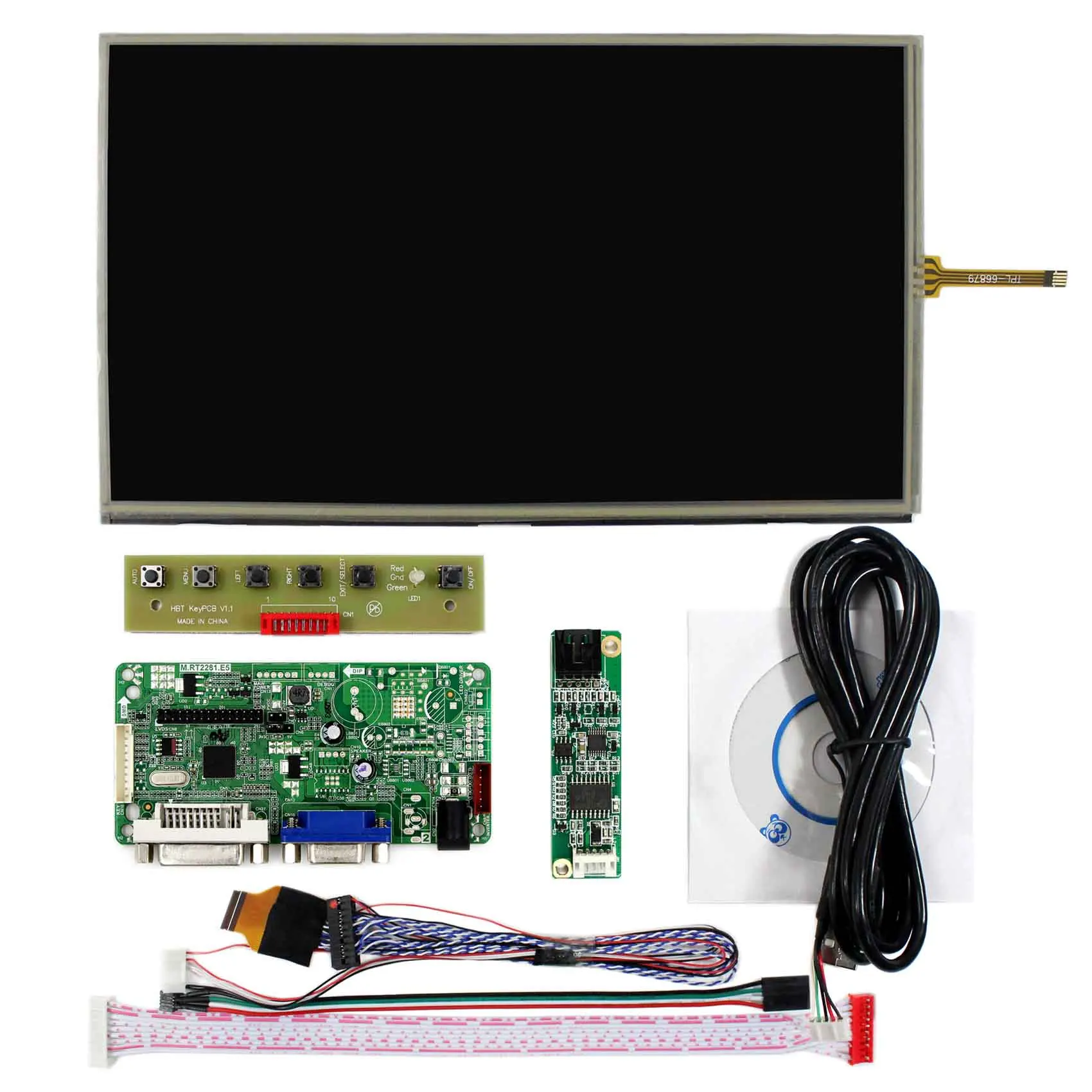 DVI VGA lcd controller board RT2281 with 10.1inch B101XAN01.3 1366x768 IPS Lcd panel Touch Screen