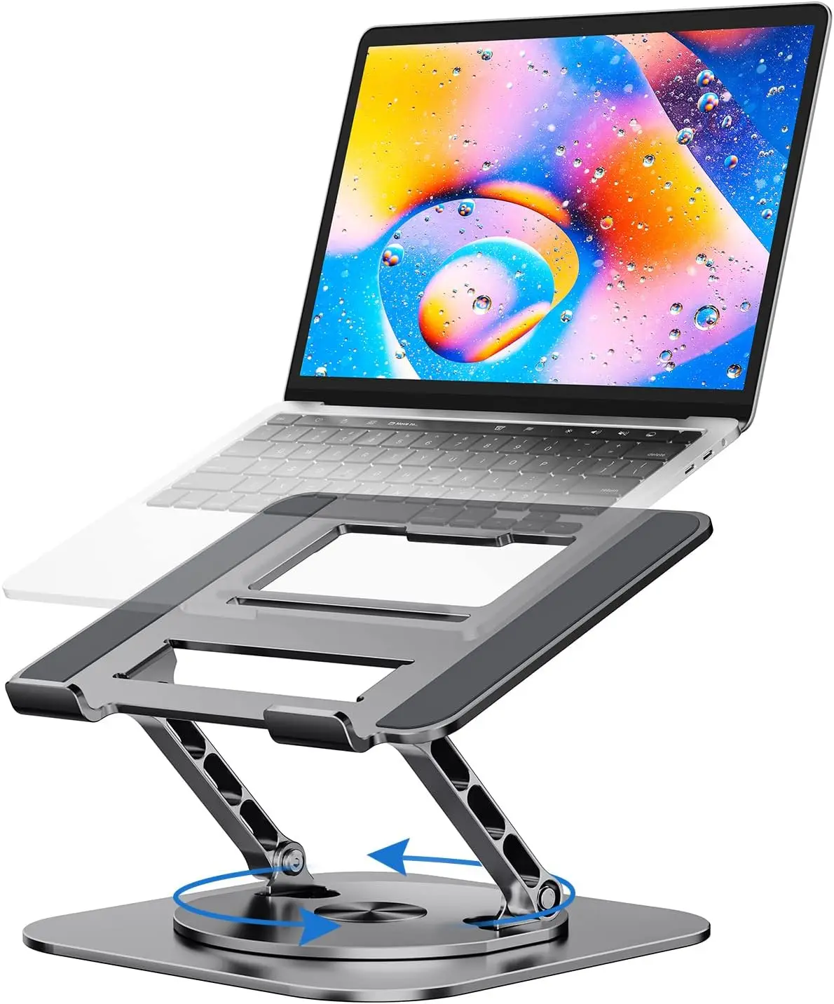 

360° Rotating Foldable Laptop Stand, Adjustable Height Ergonomic Holder for 10-17" Computers