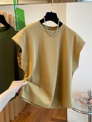 Outlet Special Price Feifei Sleeve T-shirt for Women Short-sleeved Loose Cotton Sleeveless Design Drop Rotator Sleeve Top