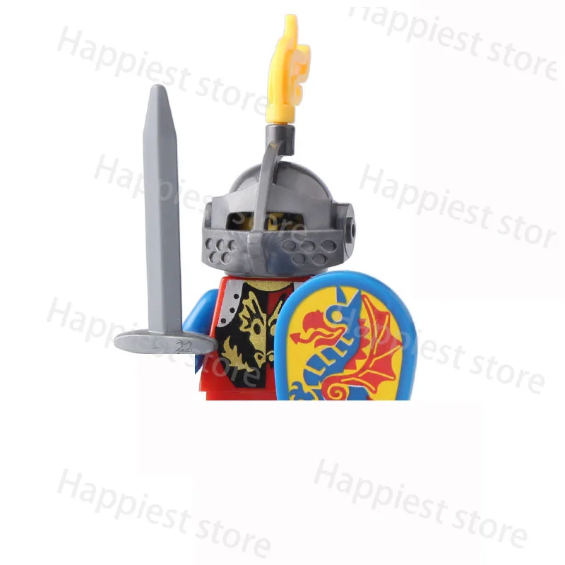 MOC Medieval Roman Knights Corps Building Blocks Military Castle Soldier Figures Helmet Armor Army Wars Weapons Toy Boy Gift