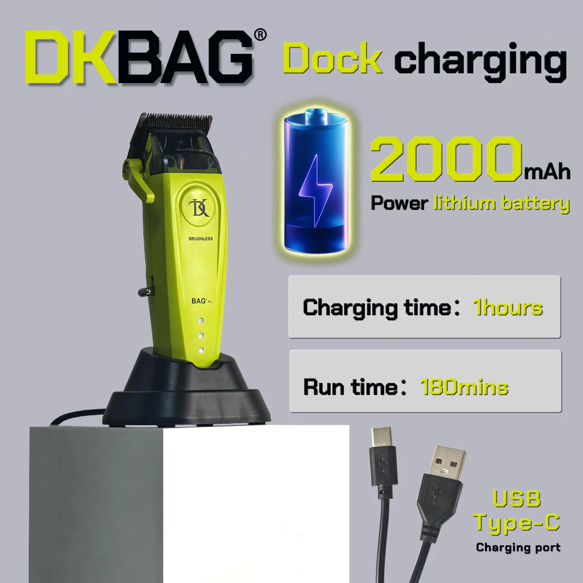 المهنية BRDCLIP DK-079 فرش السيارات 7400 دورة في الدقيقة جميع المعادن مقص الشعر الكهربائية DLC تتلاشى شفرة قاعدة شحن سامسونج شفرة