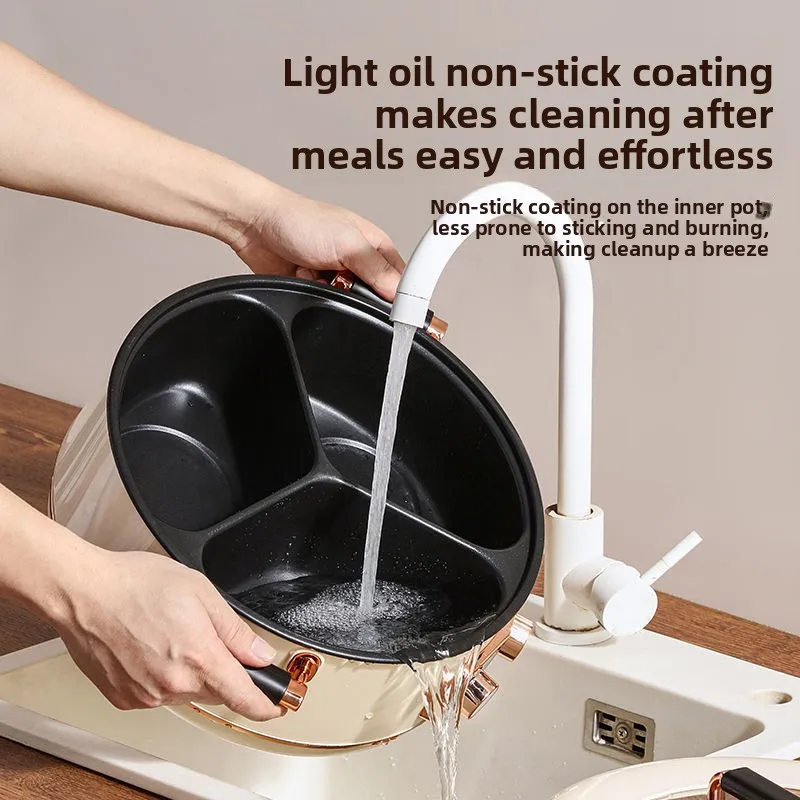 Large‑Capacity 3‑Compartment Electric Hot Pot, Multifunctional Household Cooking Appliance