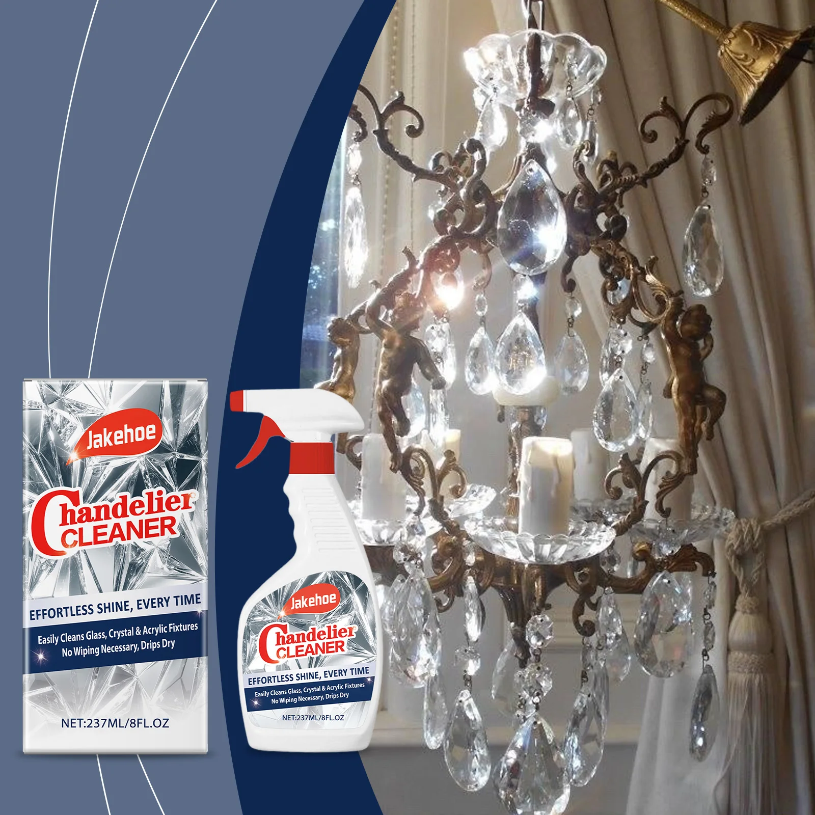 

Spray & Clean Chandelier Cleaning Kit - Easy Reach, No Wiping Needed, Saves Time on High Ceiling Crystal Lamp Cleaning