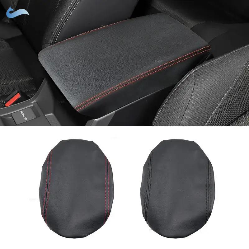 Car Styling Center Control Armrest Box Cover Trim For Subaru Crosstrek Impreza 2024 2025 2026 Black Microfiber Leather Interior