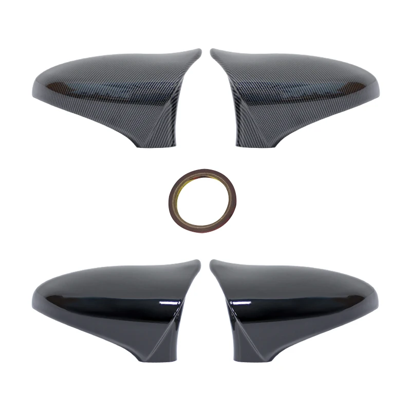 A Pair For LEXUS CT 2009-2022 M Horn Style Carbon Fiber Glossy Black Wing Rearview Mirror Cover Cap Case Trim
