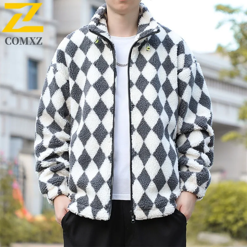 سترة COMXZ Urban للرجال مريحة للمشي لمسافات طويلة والسفر سترة مقاومة للبرد كلاسيكية بياقة واقفة بلون سادة ملابس شتوية مقاومة للرياح