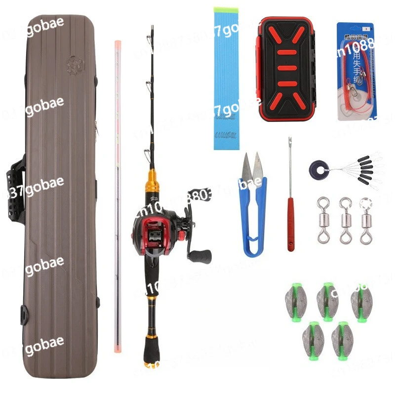 Full set of titanium alloy soft tail micro-lead heavy lead valve portable fishing rod fishing gear set