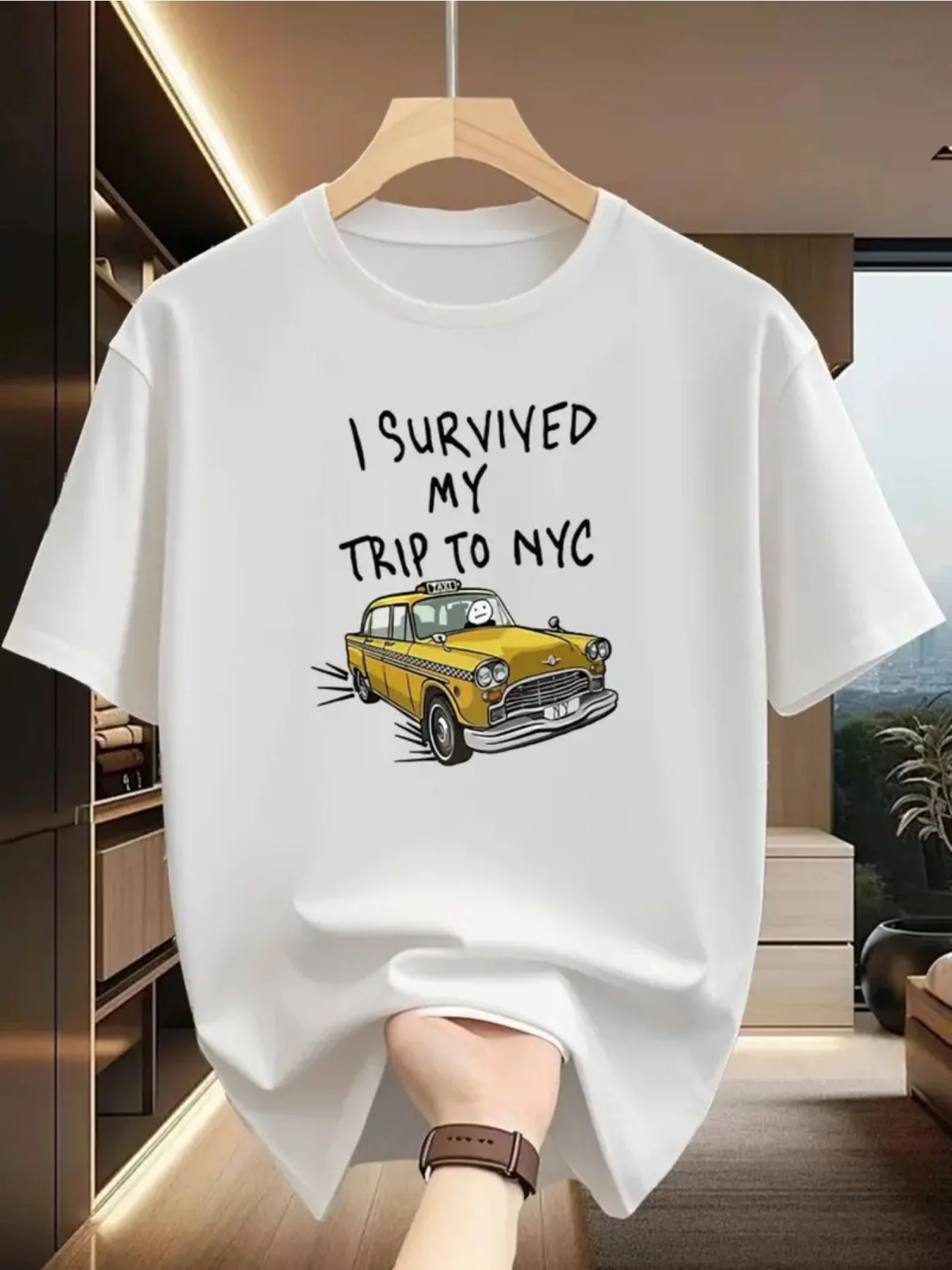 New Casual Top Streamlined Fit Hip-Hop Top Colorful Fashion T-Shirt Lightweight Texture Unisex Fashion Men's Clothing Waterproof White T-Shirt Wrinkle-Resistant