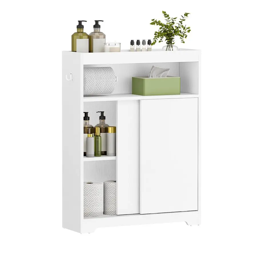 

Bathroom Storage Cabinet, Toilet Paper Storage Cabinet with Sliding Doors, Small Cabinets with Toilet Paper Holder, Adjustable S